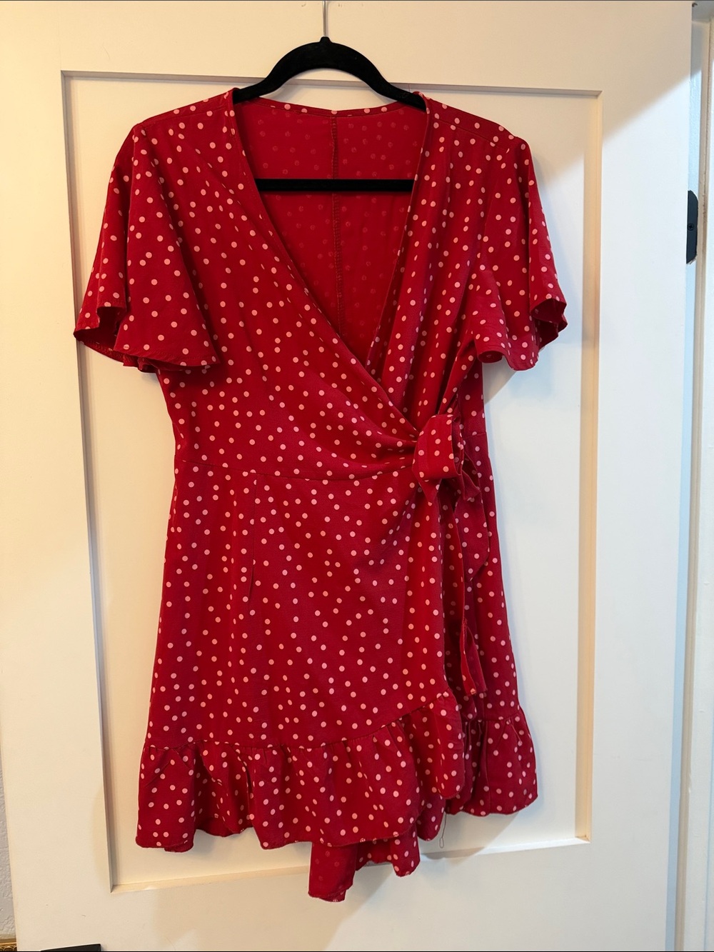 Red Polka Dot Wrap Mini Dress - Classic Summer Style
